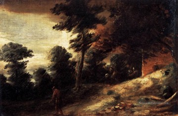baroque Tableau Peinture - paysage crépusculaire Vie rurale baroque Adriaen Brouwer